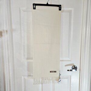 Moschino Logo Fringe Wool Scarf